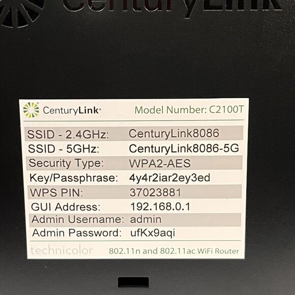 CenturyLink Prism TV Technicolor C2100T 802.11AC Modem Router Gigabit DSL Fiber - Picture 7 of 15